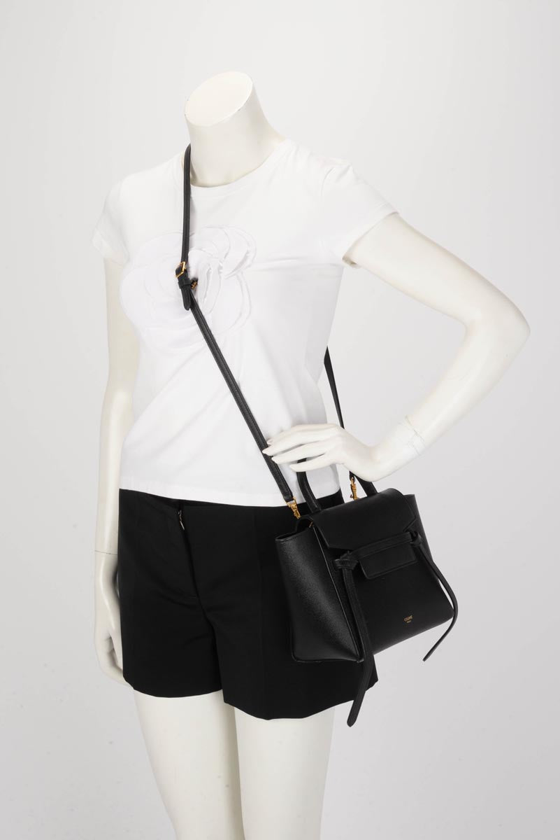Celine Black Grained Calfskin Nano Belt Bag