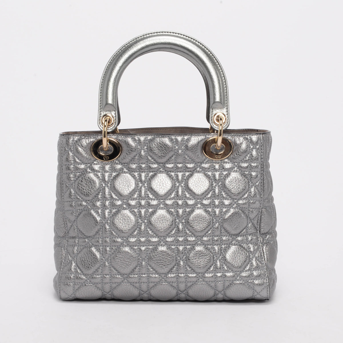 Dior Silver Cannage Calfskin Medium Supple Lady Dior