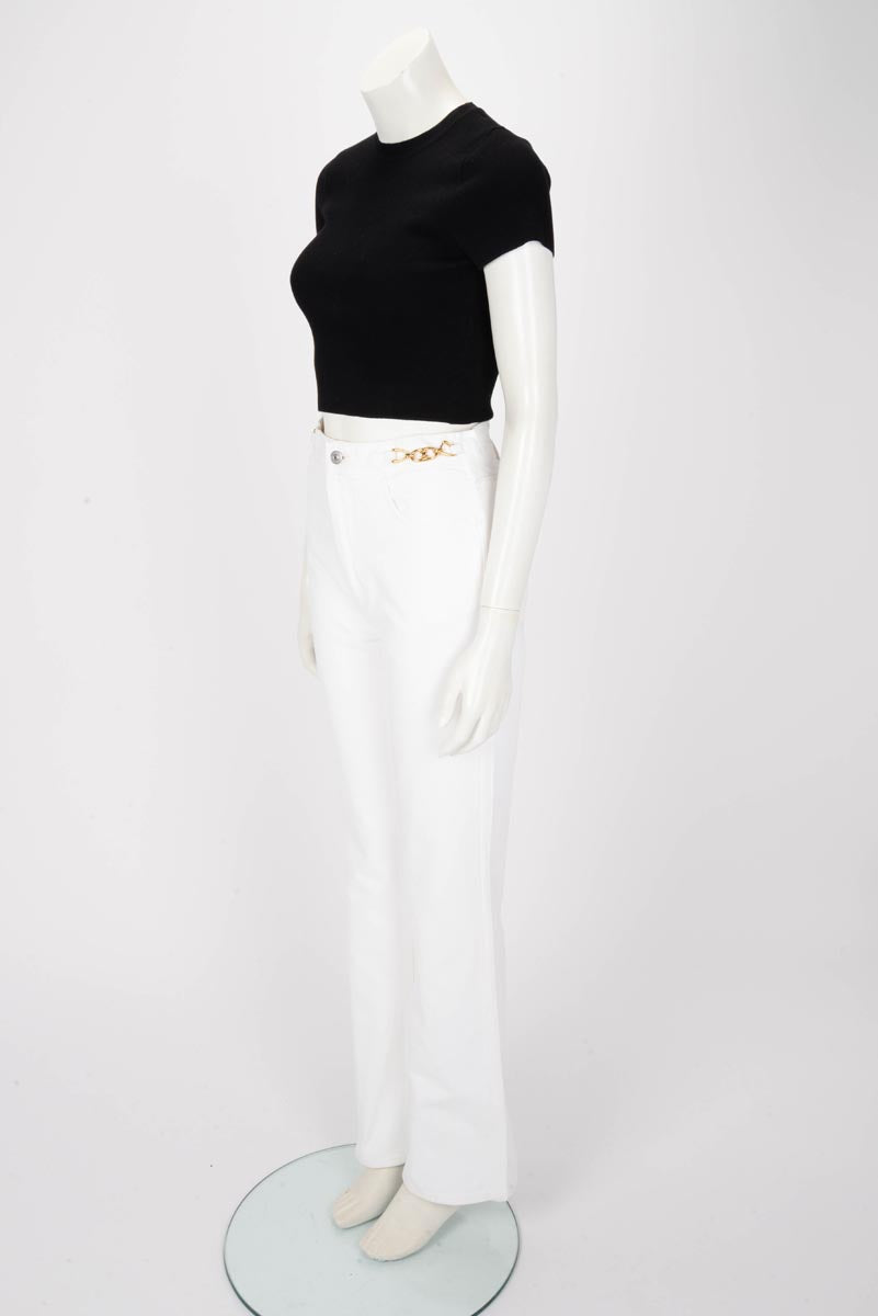 Celine White Denim Jane Flared Jeans 28