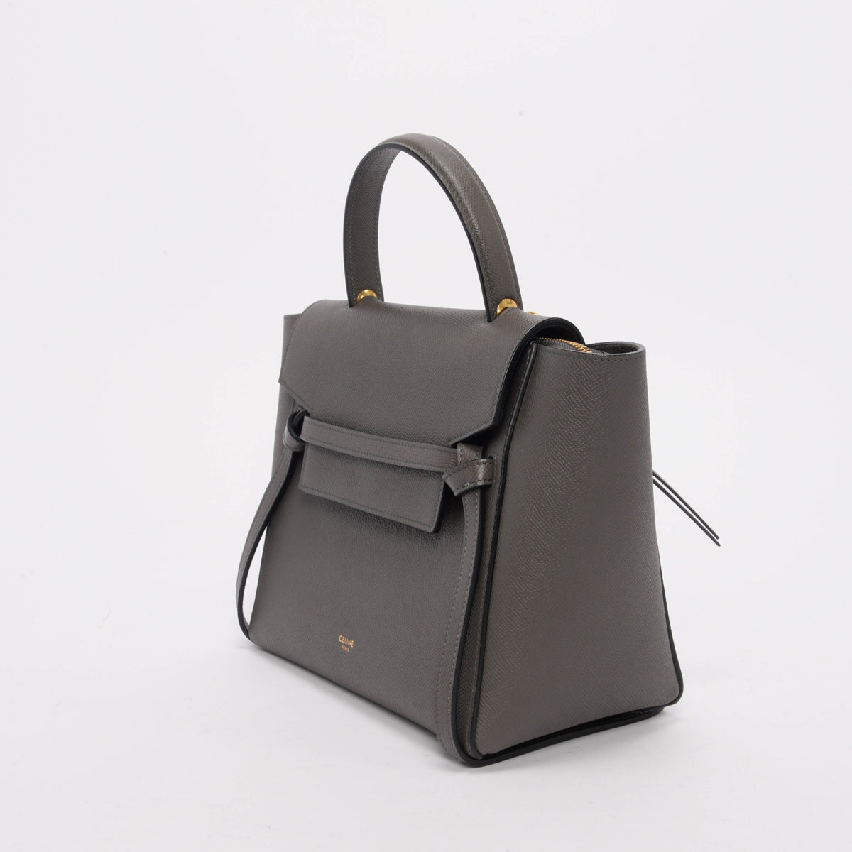 Celine Anthracite Grained Calfskin Micro Belt Bag