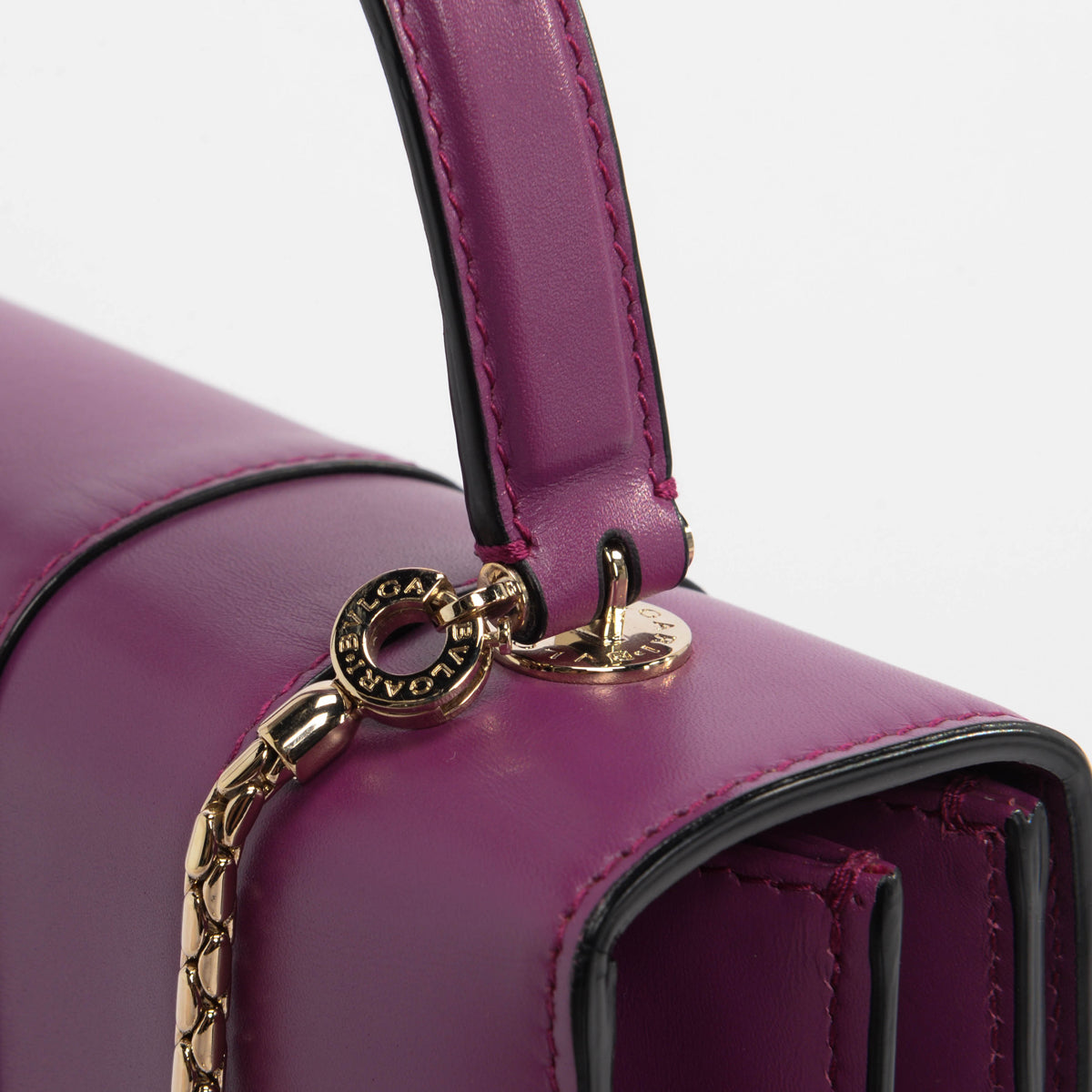 Bulgari Magenta Calfskin Serpenti Top Handle Bag