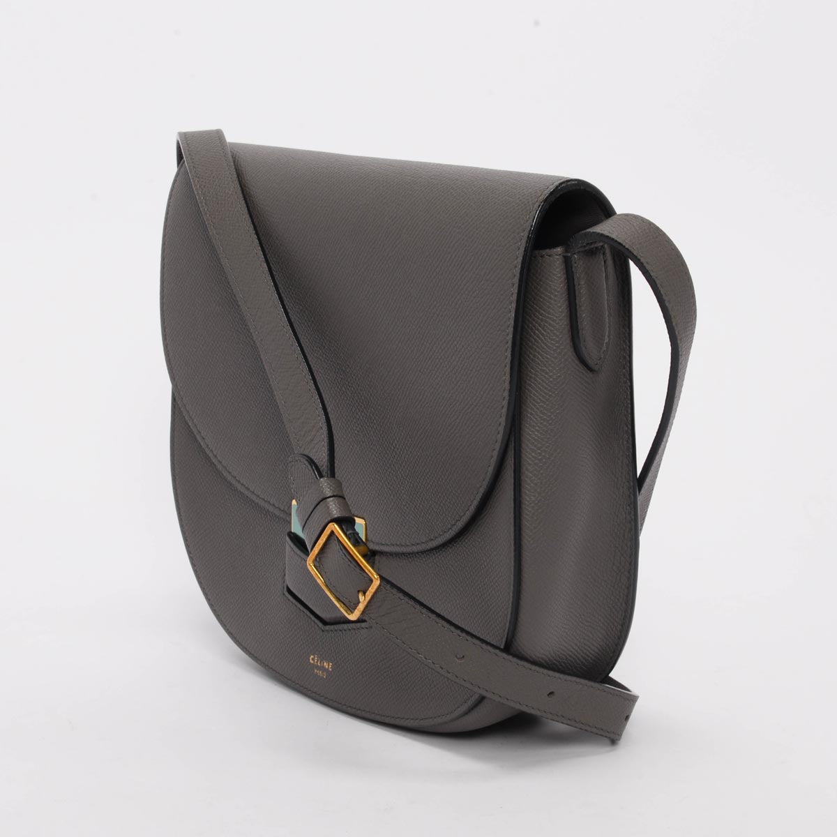 Celine Grey Grained Calfskin Trotteur Compact Bag