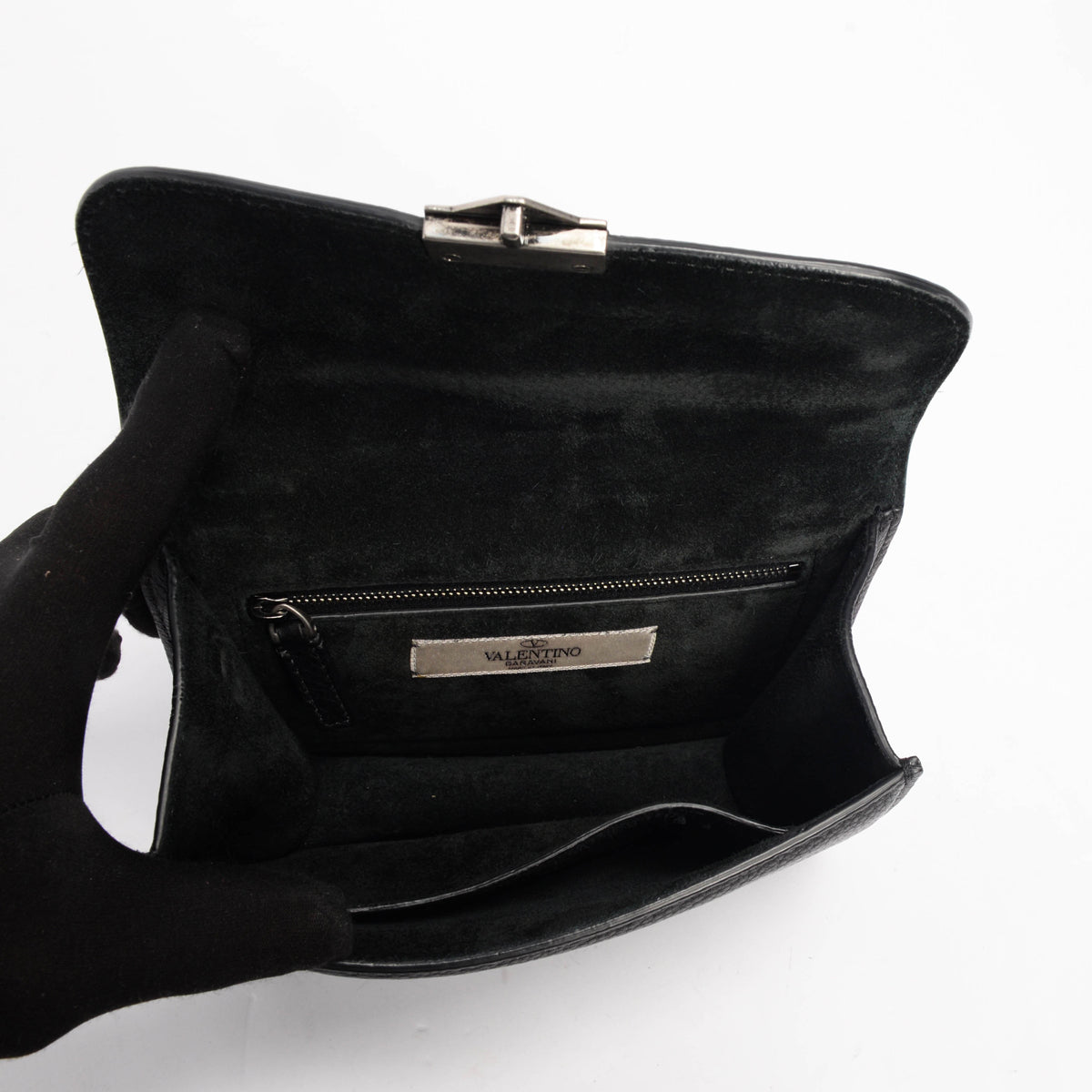 Valentino Black Star Studded Lock Flap Shoulder Bag