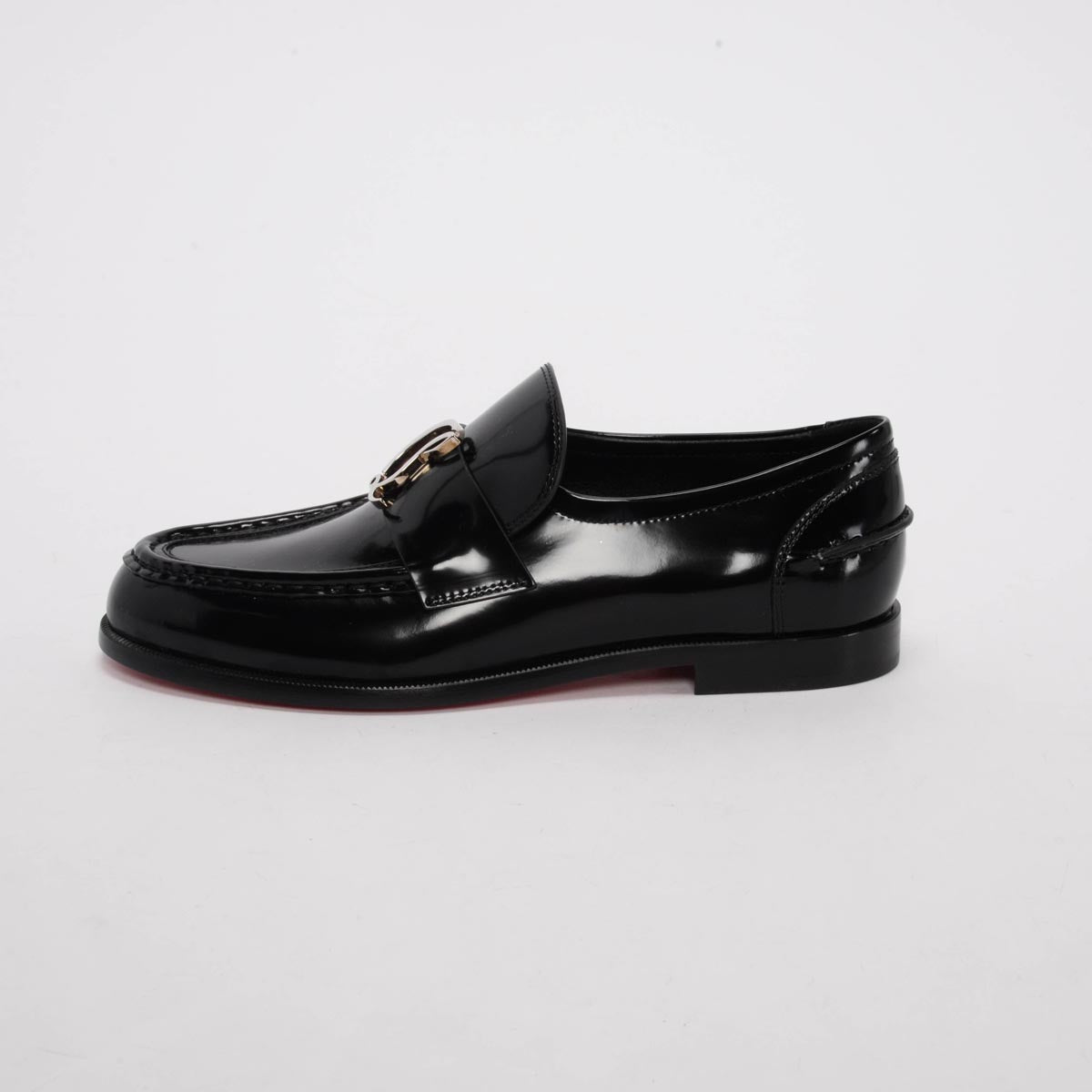 Christian Louboutin Black Hi-Shine CL Moc Loafers 36.5