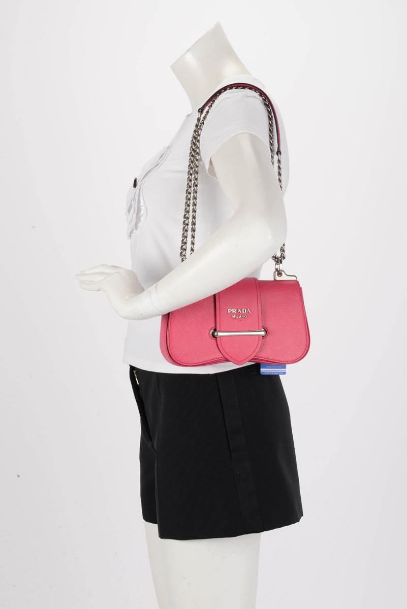 Prada Pink Saffiano Sidonie Small Chain Bag