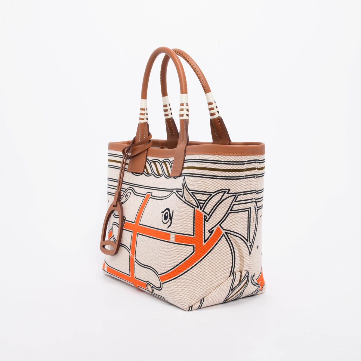 Hermes Ecru Quadrige au Fil Steeple 25 Tote