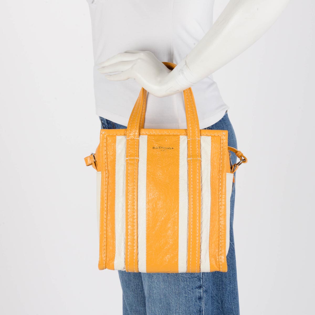 Balenciaga Yellow Arena Lambskin XS Bazar Shopper Tote