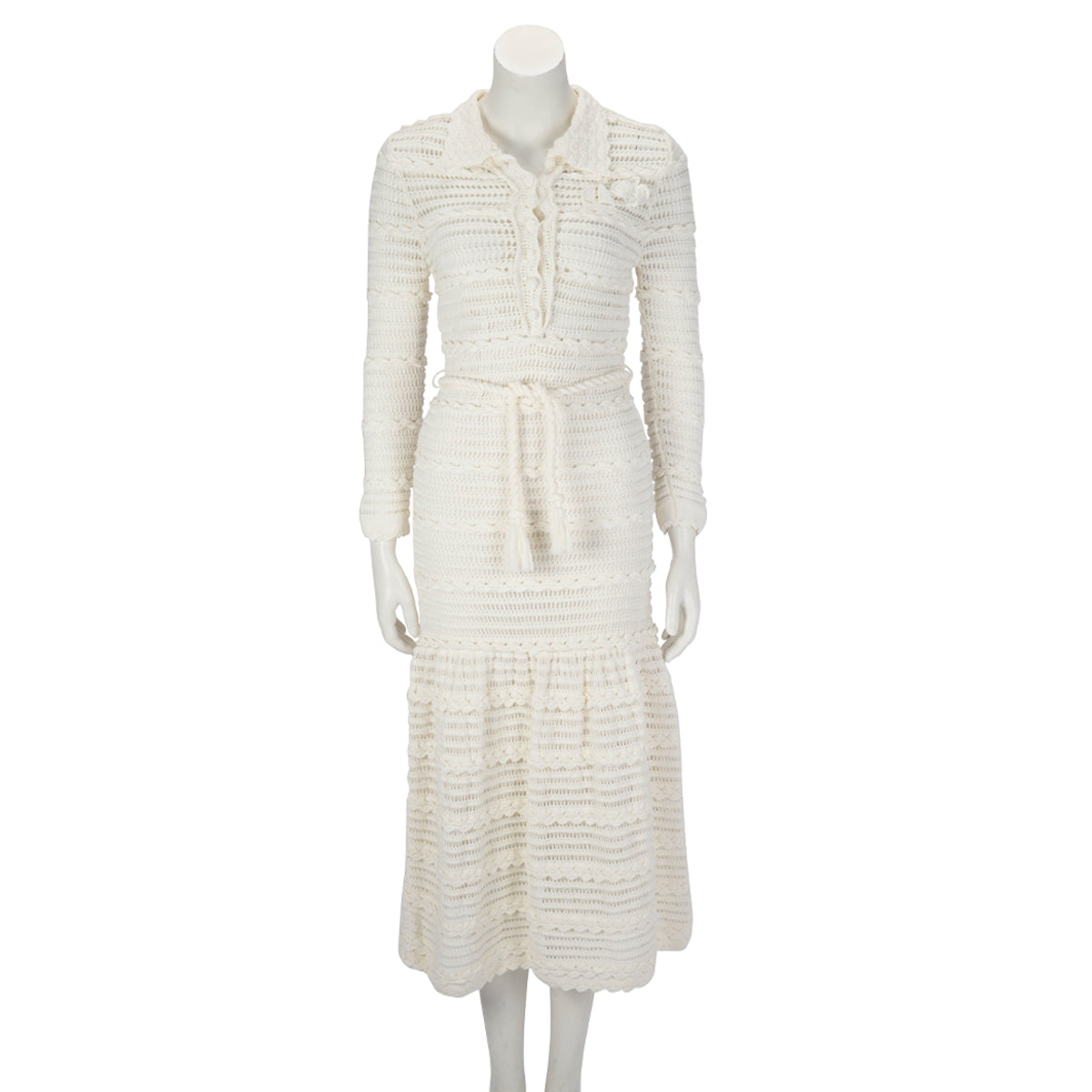 Zimmermann Ivory Crochet Lyre Maxi Dress
