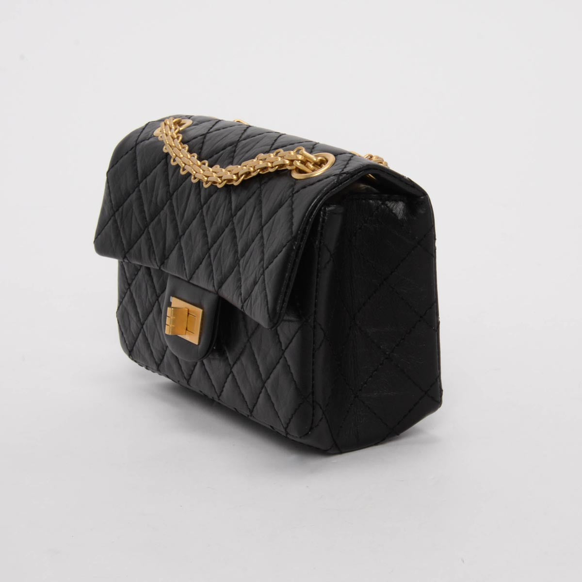 Chanel Black Distressed Calfskin Mini Reissue 2.55 Flap Bag