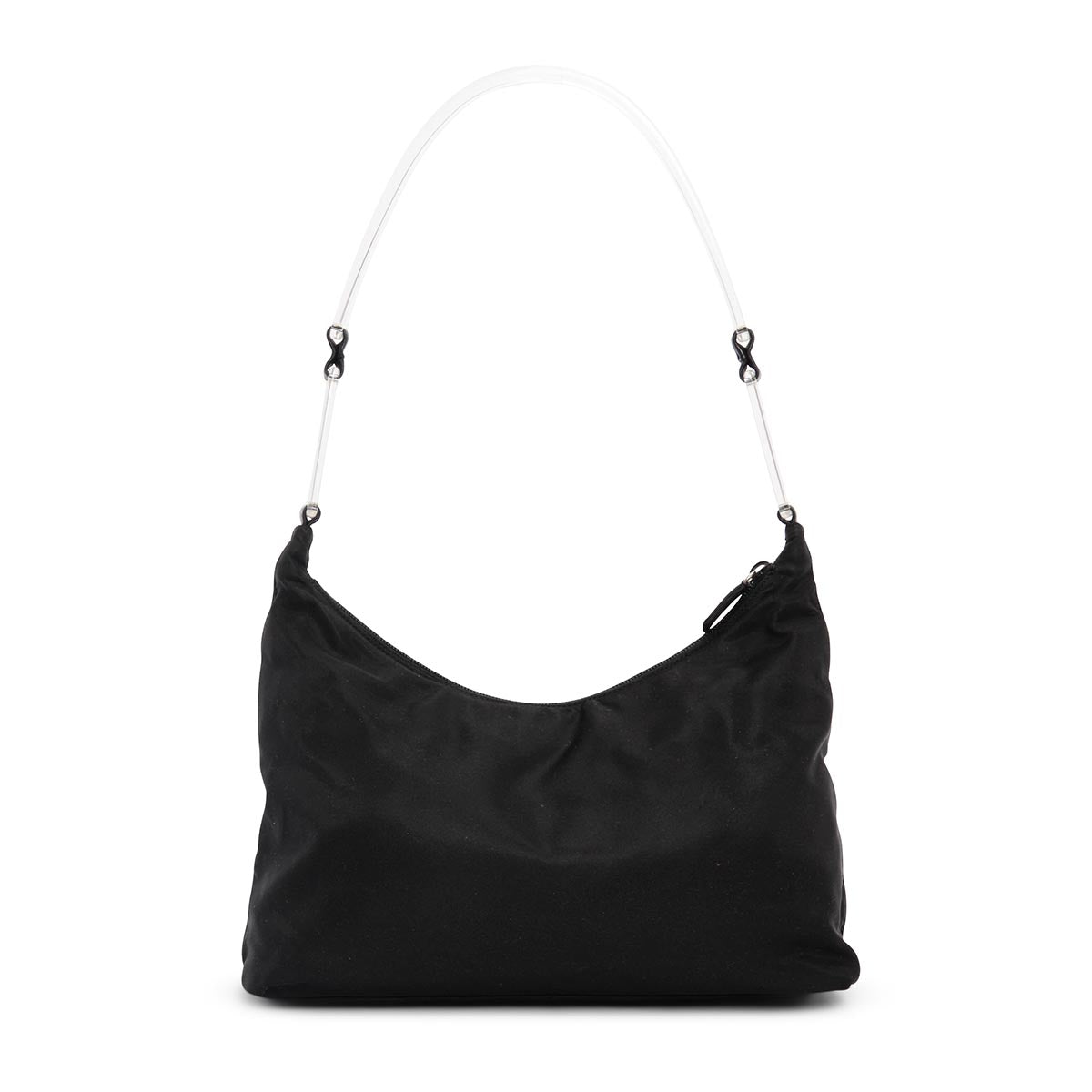 Prada Black Nylon Lucite Handle Shoulder Bag