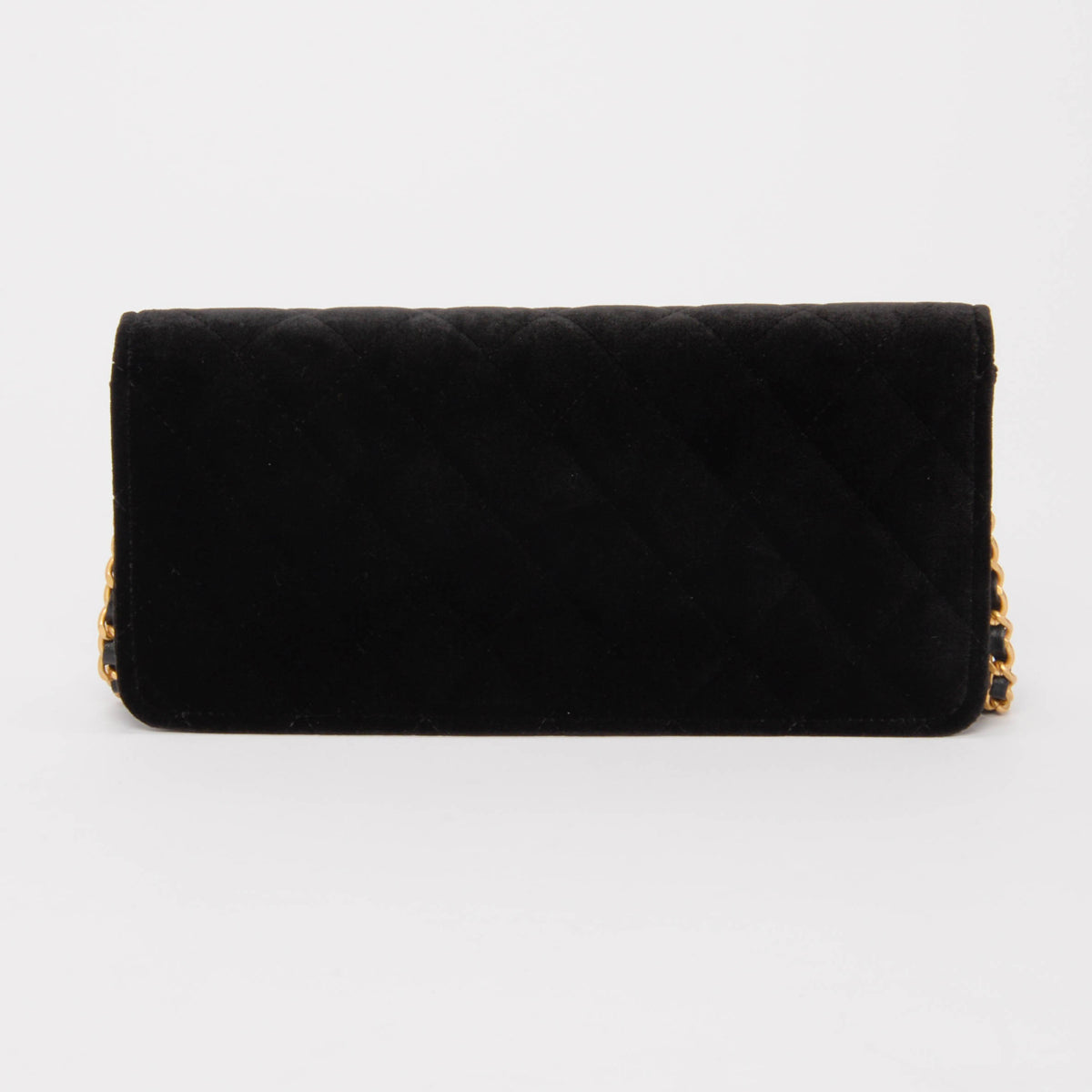 Chanel Black Velvet CC Clutch With Chain