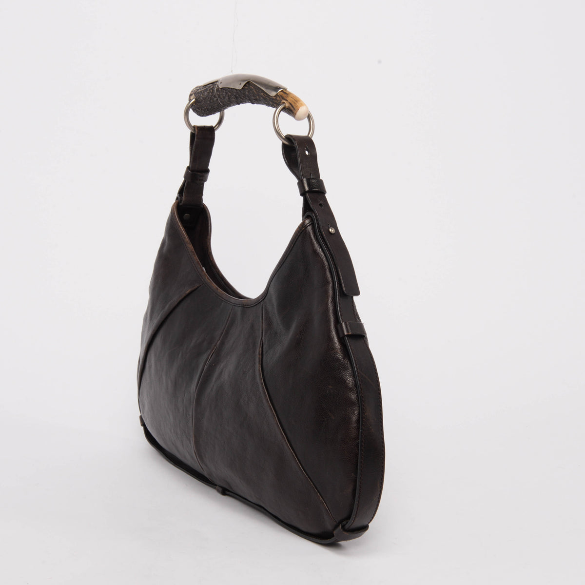 Yves Saint Laurent Brown Burnished Leather Mombasa Bag