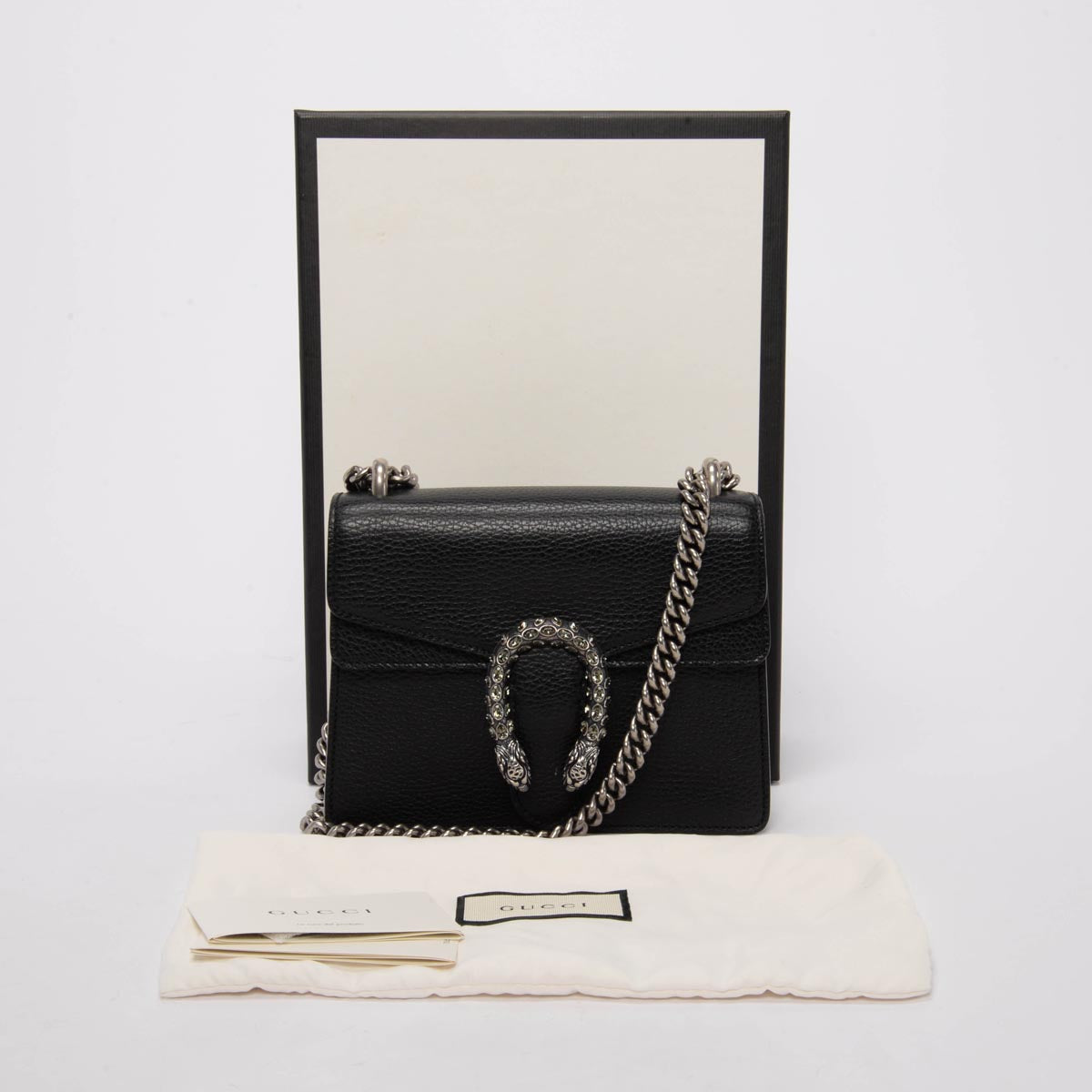 Gucci Black Grained Calfskin Dionysus Mini Bag