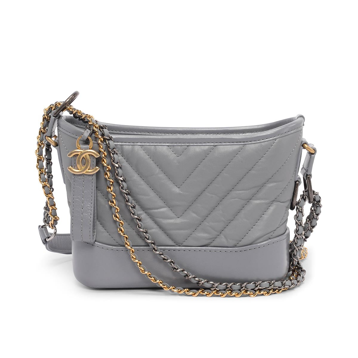 Chanel Grey Aged Calfskin Small Gabrielle Bag