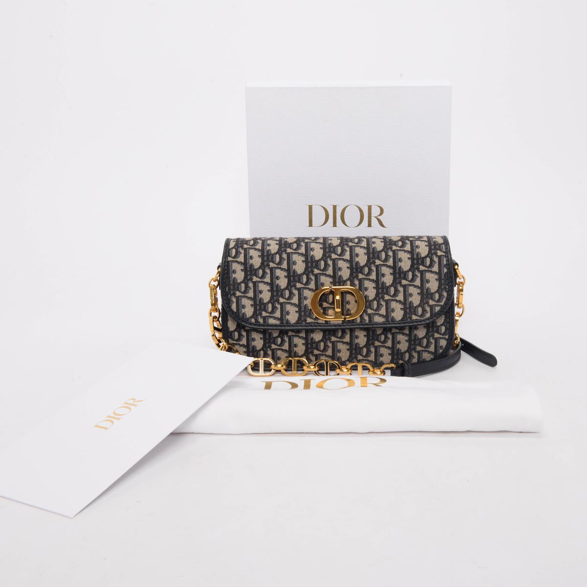 Dior Blue Oblique Jacquard 30 Montaigne Avenue Bag
