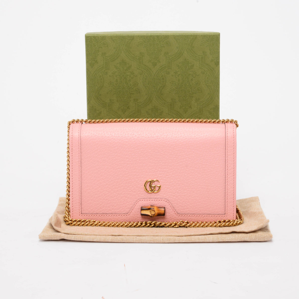 Gucci Pink Grained Leather Mini Diana Chain Bag