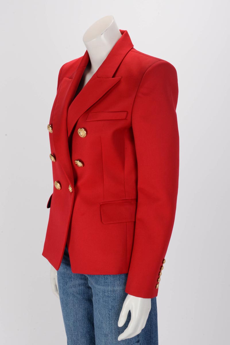 Balmain Red Wool Classic DB Blazer FR 42