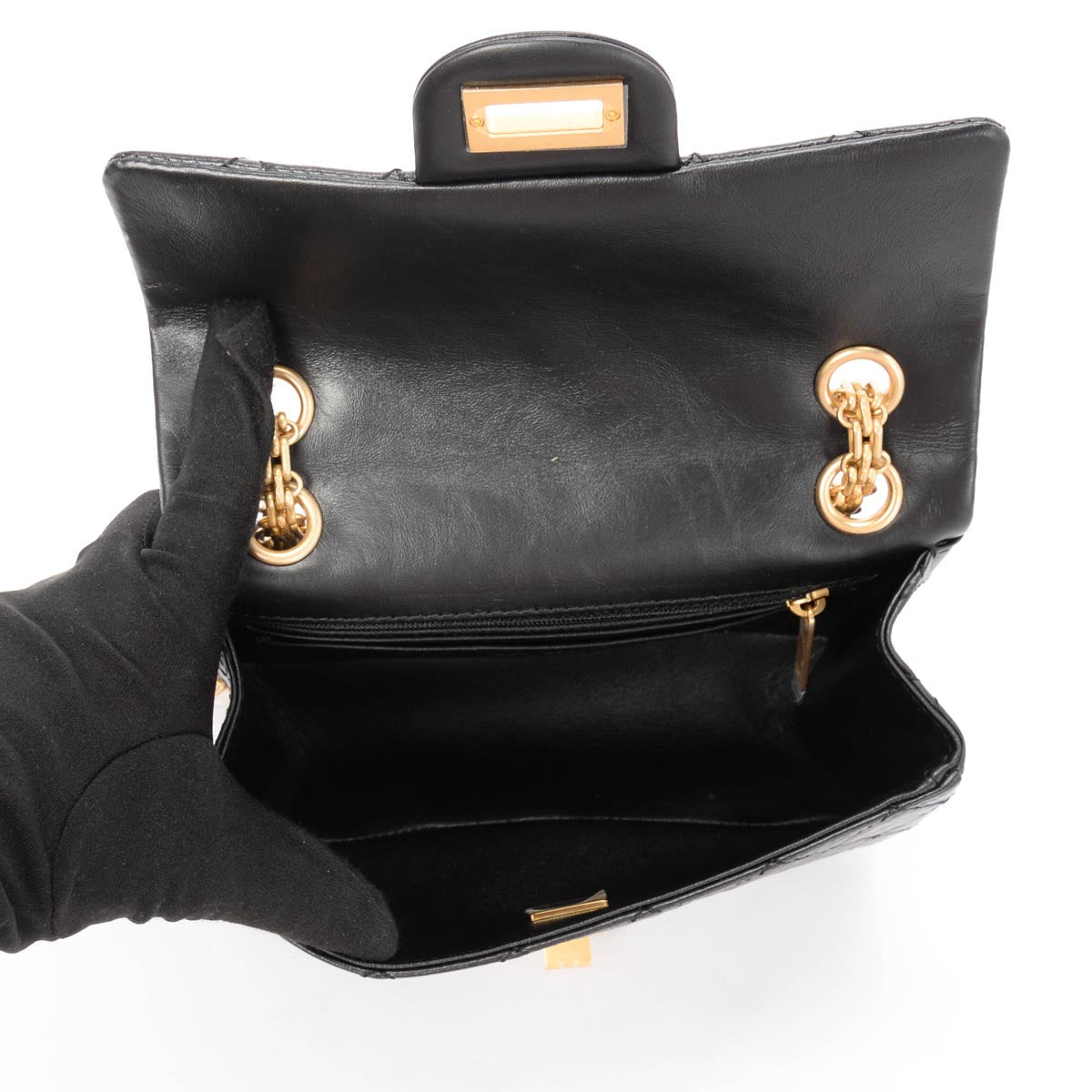 Chanel Black Distressed Calfskin Mini Reissue 2.55 Flap Bag