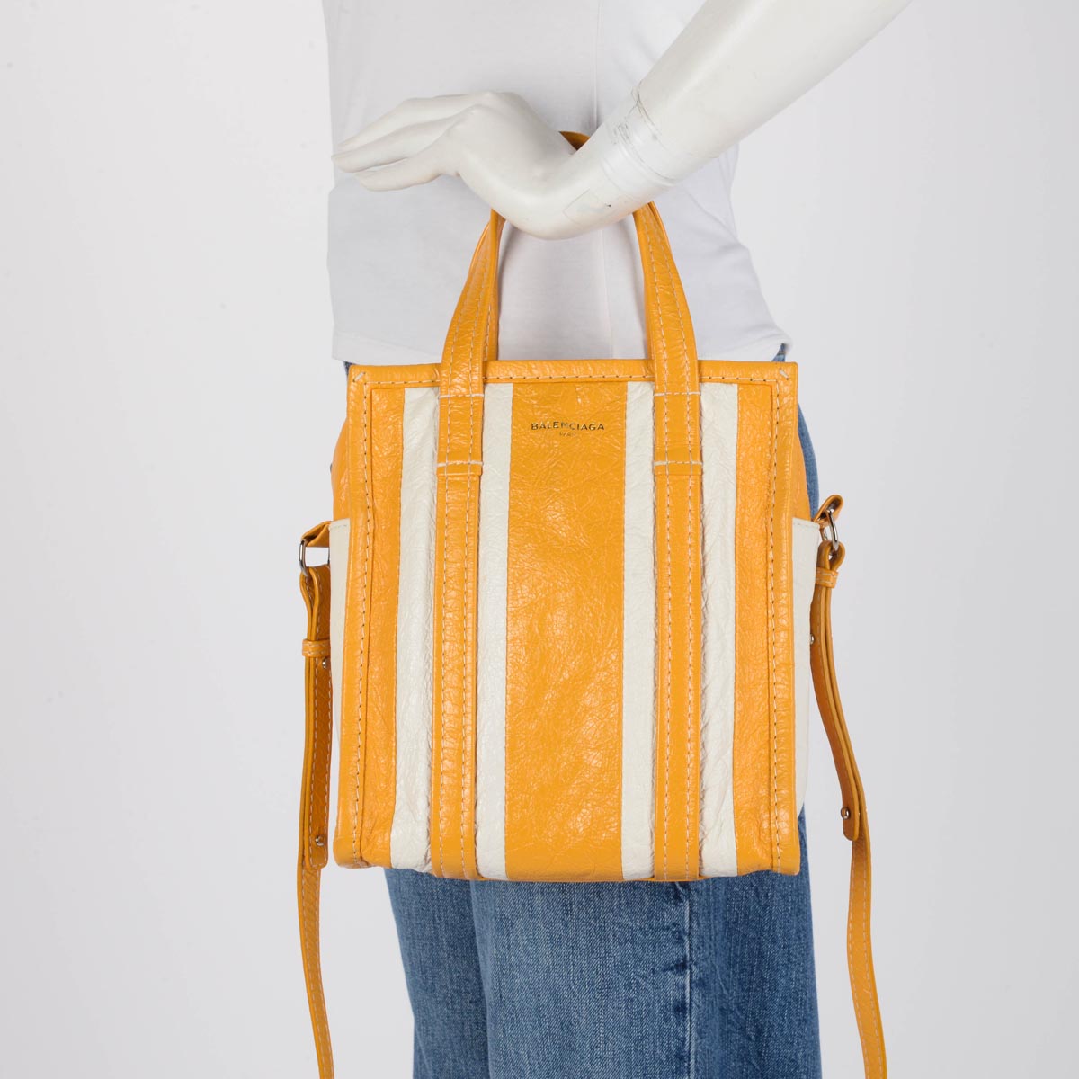 Balenciaga Yellow Arena Lambskin XS Bazar Shopper Tote