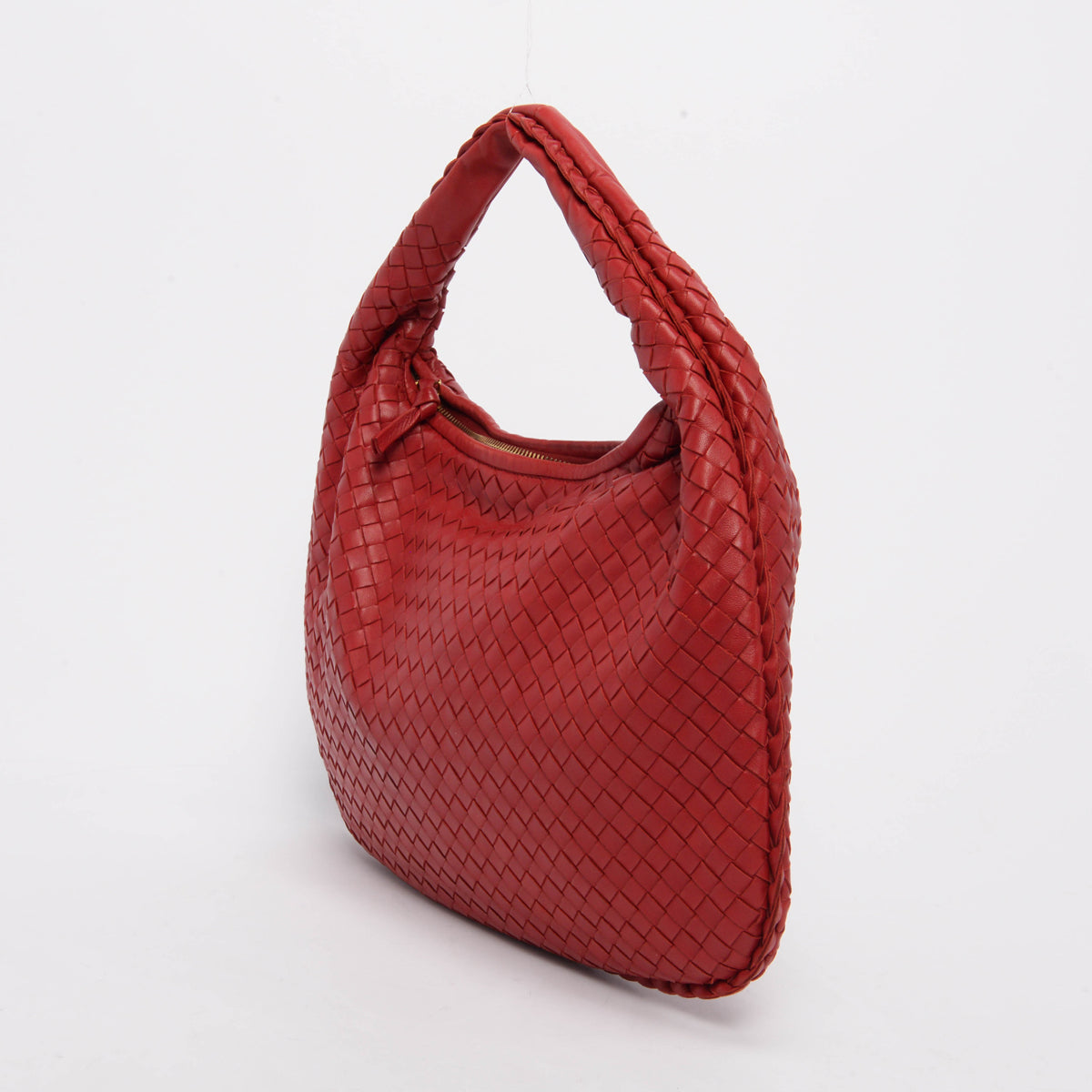 Bottega Veneta Red Intrecciato Small Veneta Hobo Bag