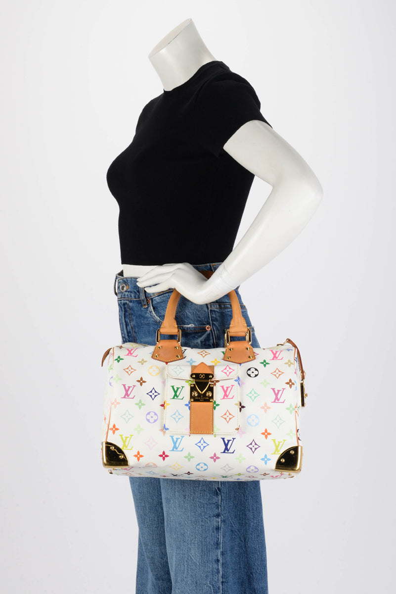 Louis Vuitton White Multicolore Monogram Speedy 30