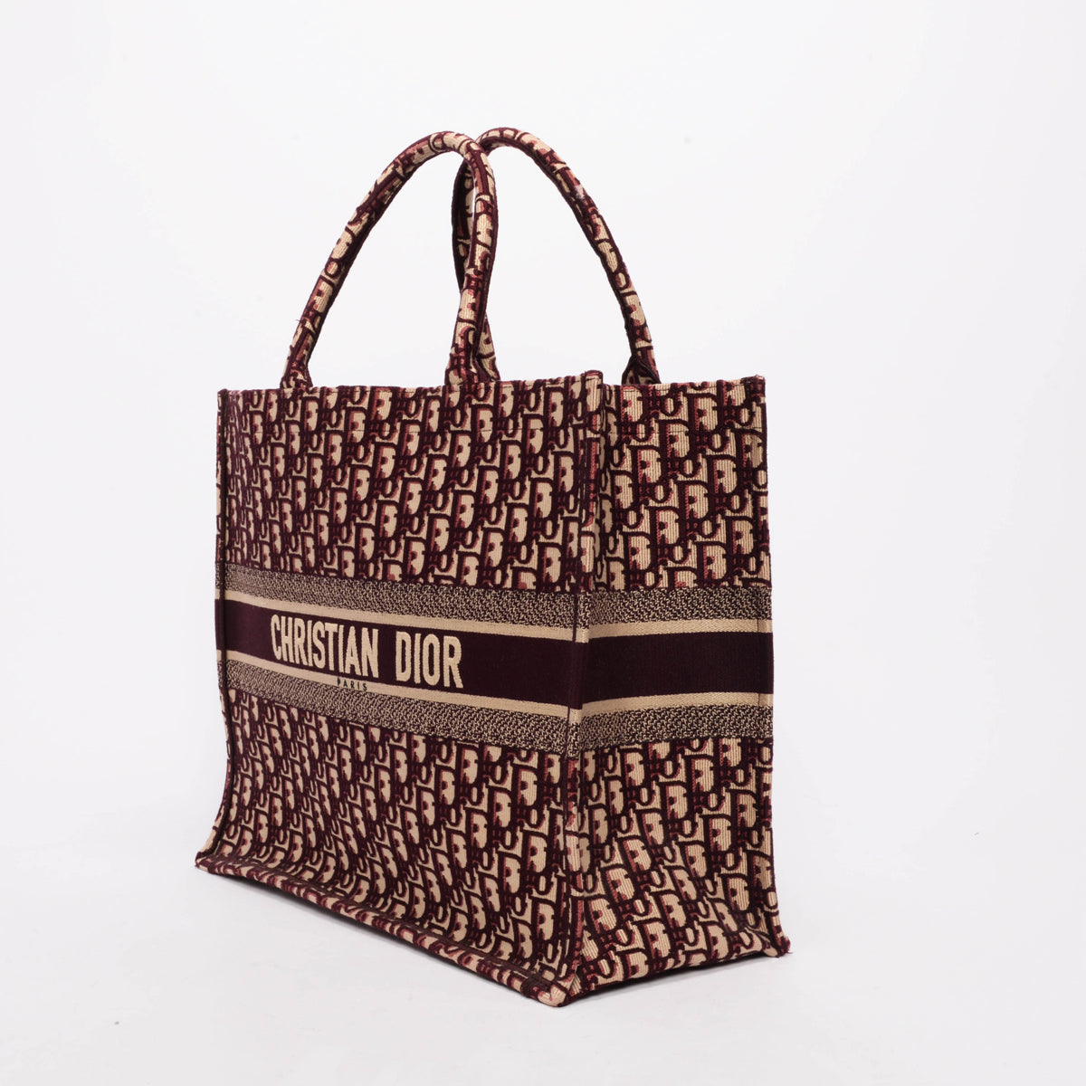 Dior Burgundy Oblique Canvas Medium Book Tote