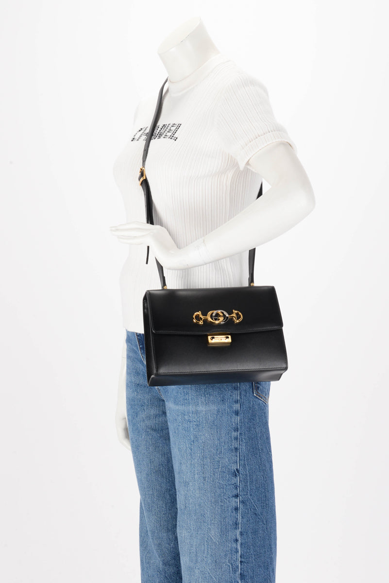 Gucci Black Smooth Calfskin Small Zumi Shoulder Bag