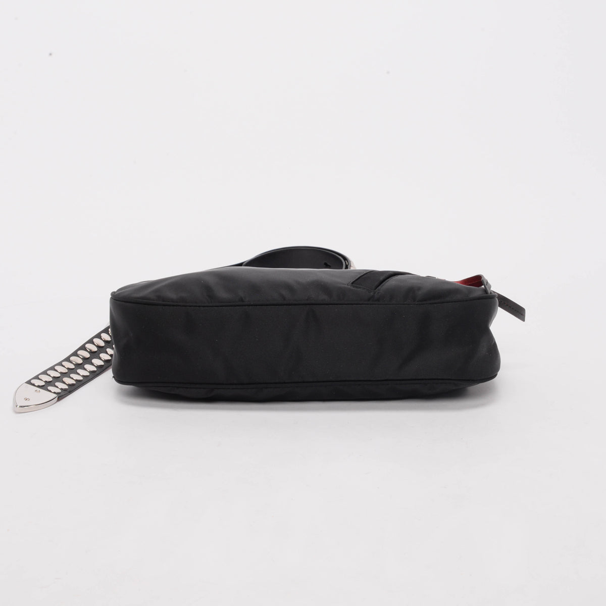 Prada Black Nylon Studded New Vela Hobo Bag