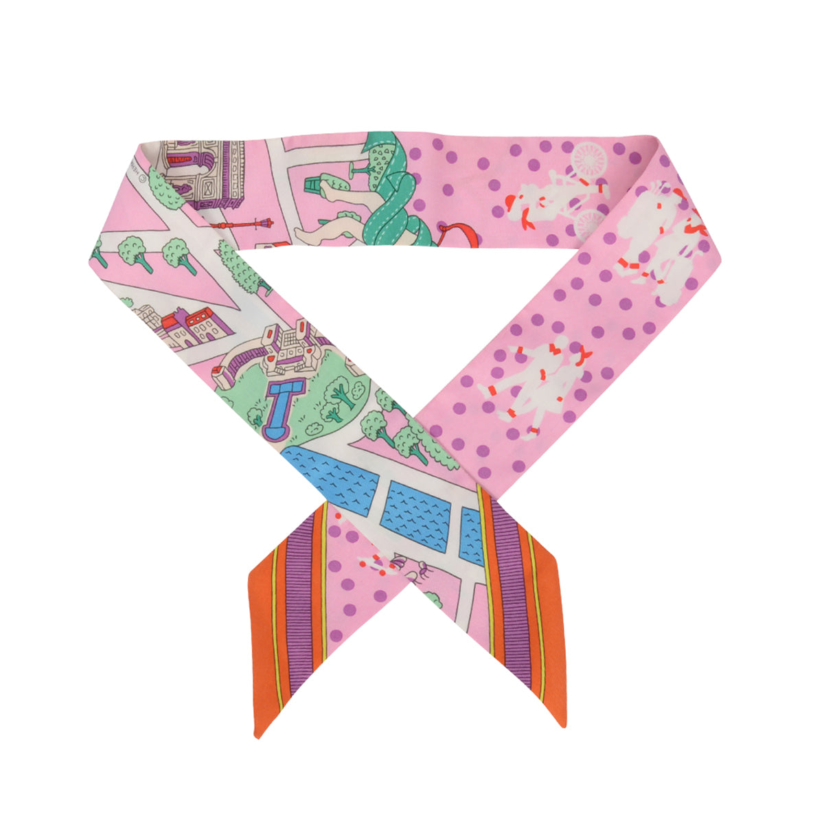 Hermes Pink Silk Les Nouveaux Amoureux de Paris Twilly