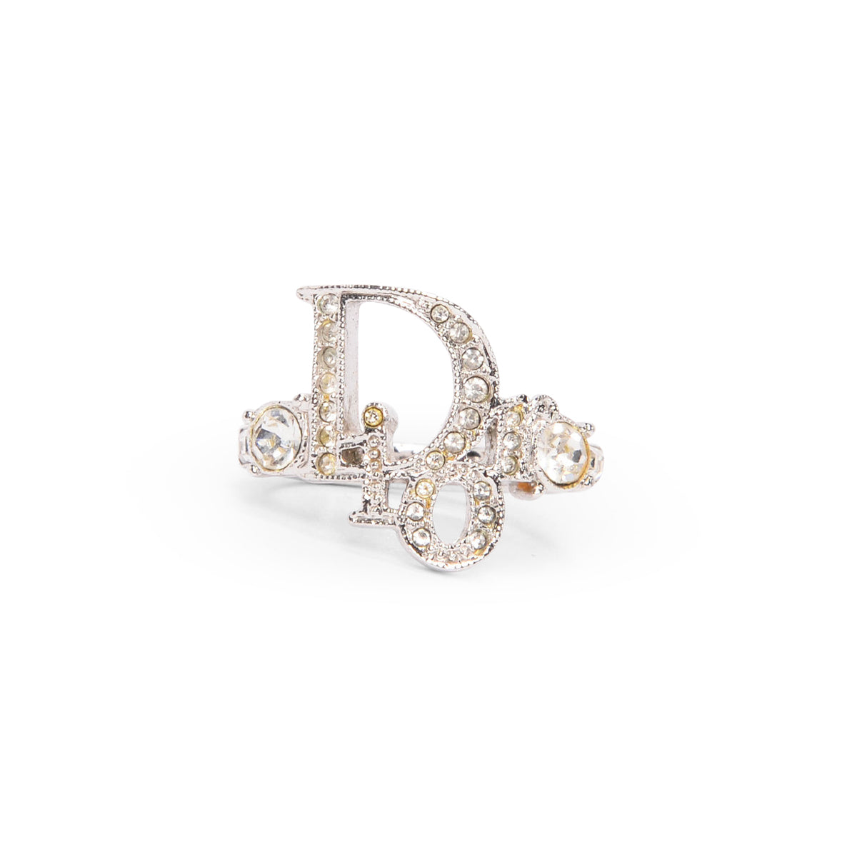 Dior Silver Crystal Logo Ring