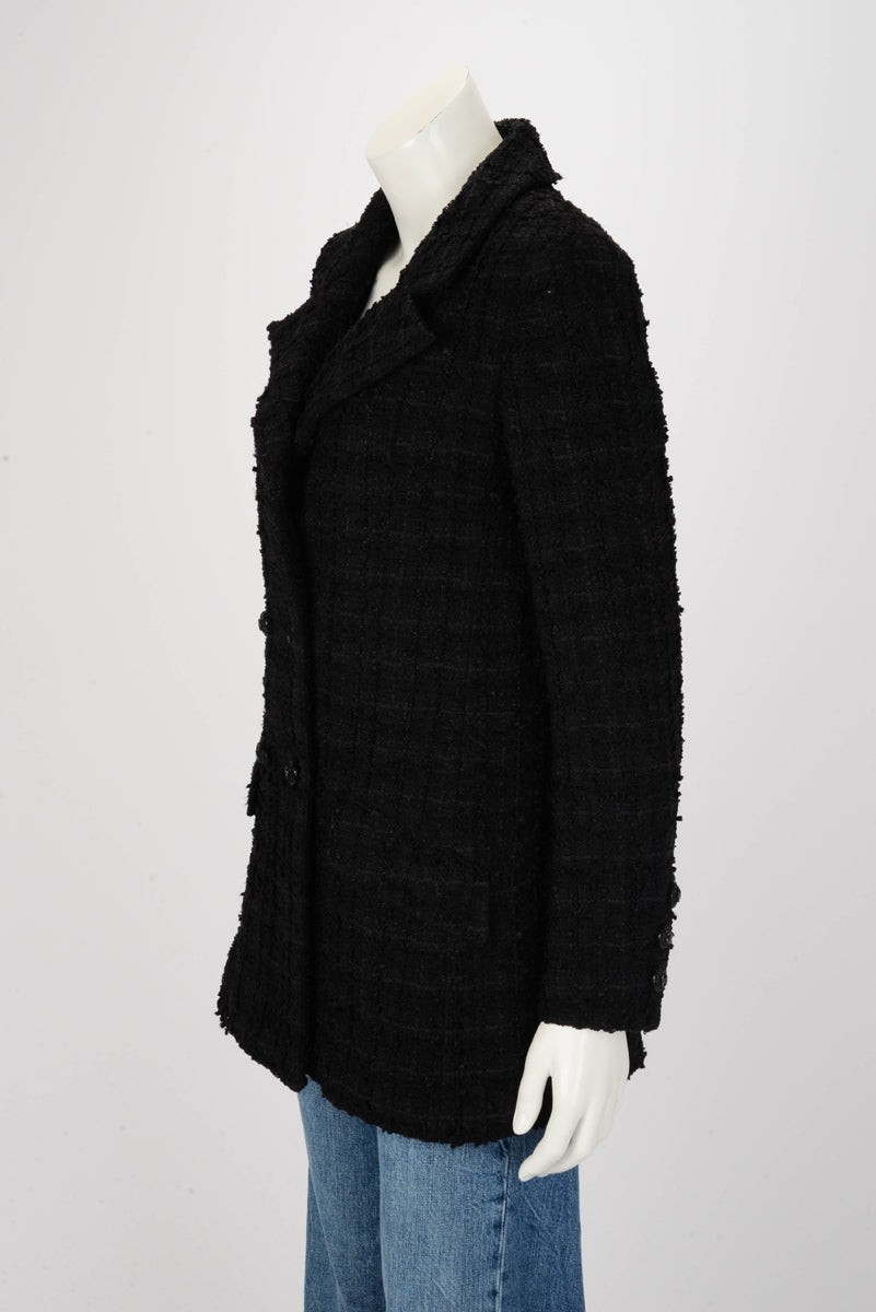 Chanel Black Fantasy Tweed D.B. Jacket FR 34