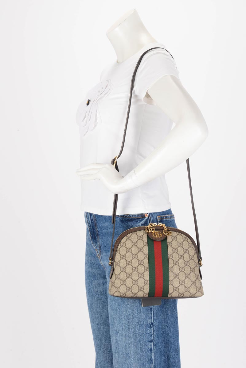 Gucci Brown GG Supreme Small Ophidia Shoulder Bag