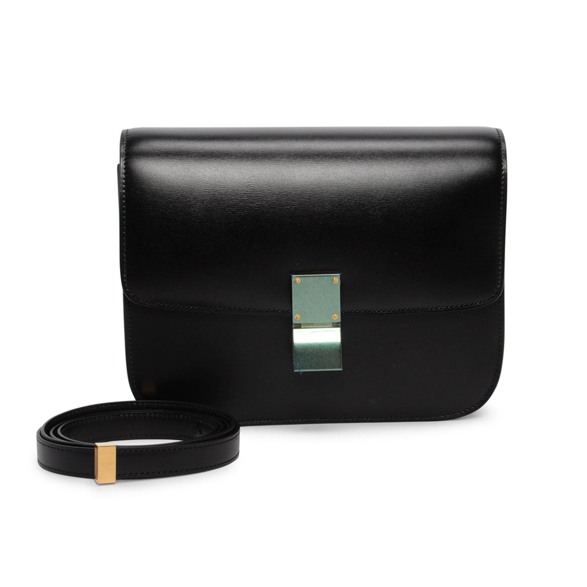 Celine Black Liege Calfskin Medium Classic Box Bag