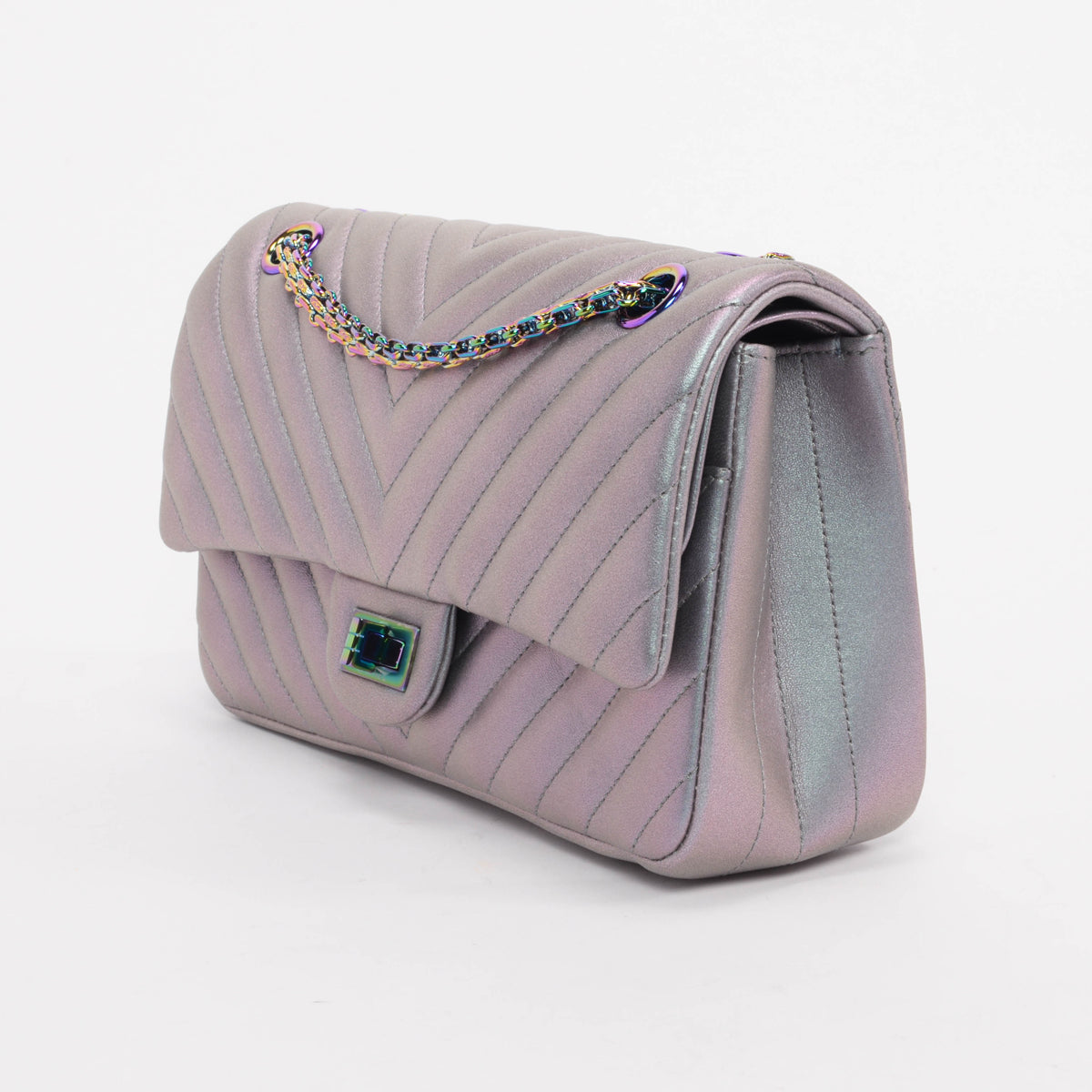 Chanel Purple Iridescent Chevron Reissue 2.55 Bag 225