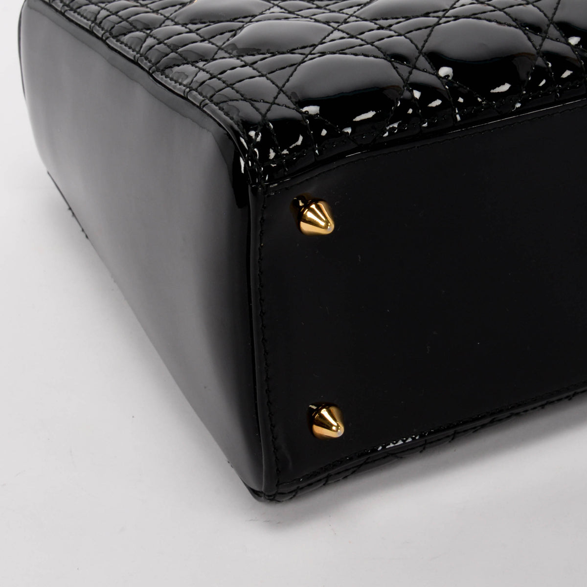 Dior Black Patent Cannage Medium Lady Dior Bag