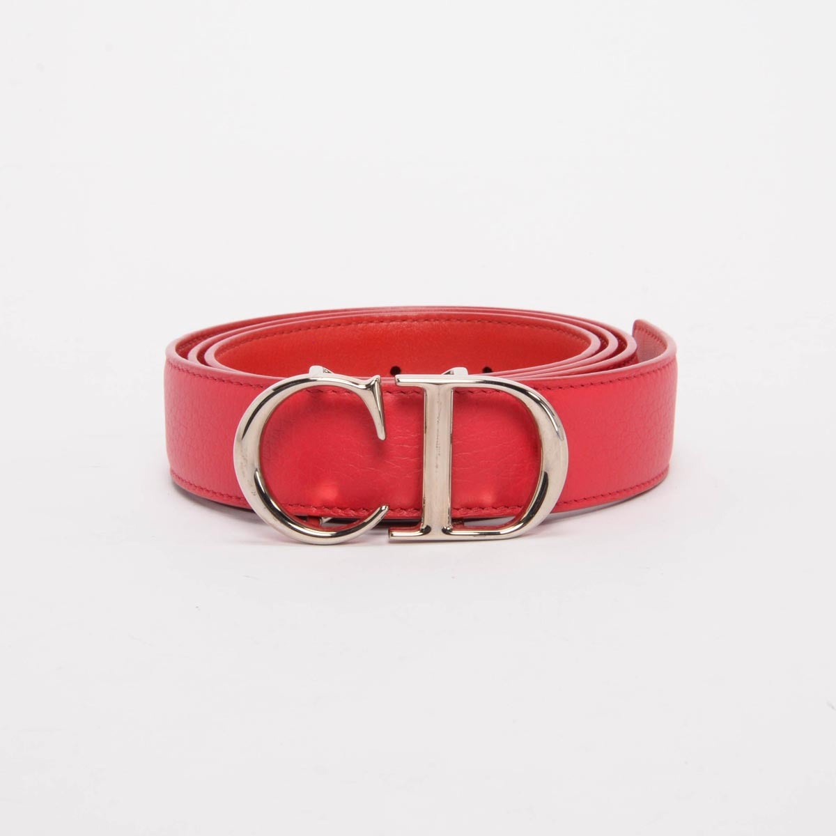Dior Two Tone Red Calfskin Reversible Belt