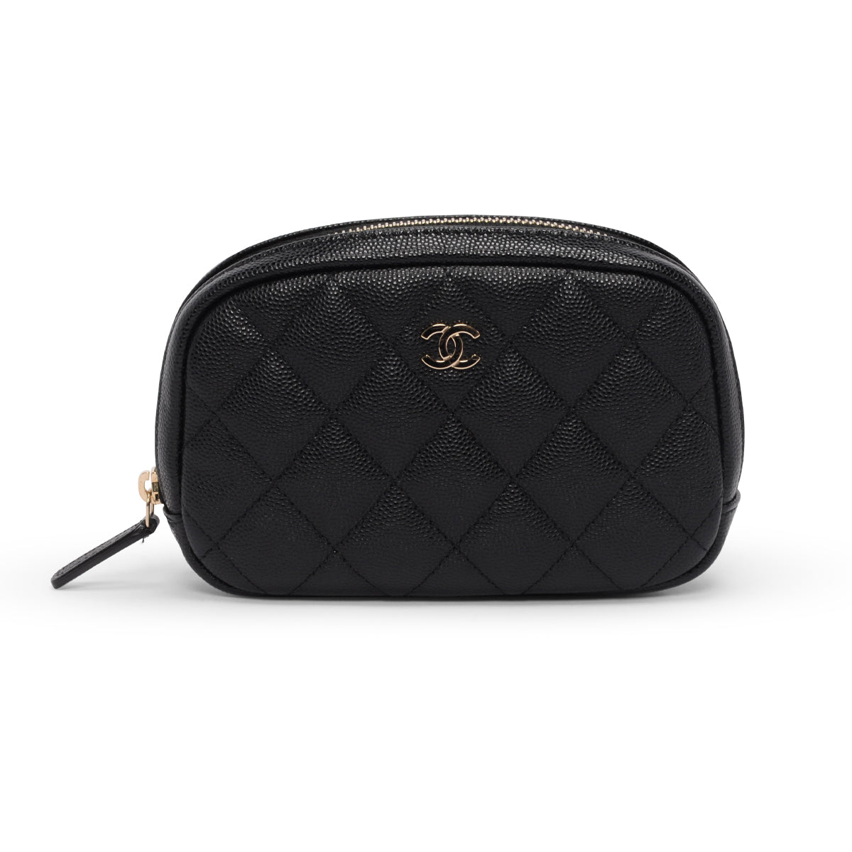 Chanel Black Caviar Small Curvy Cosmetic Case