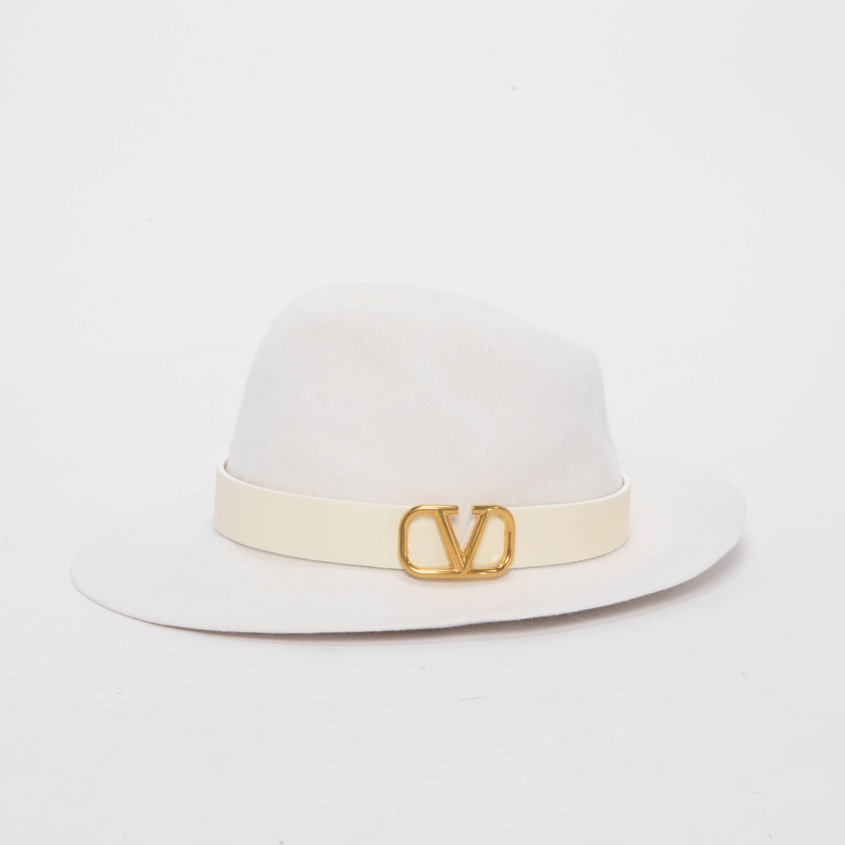 Valentino Ivory Felt VLogo Fedora Hat