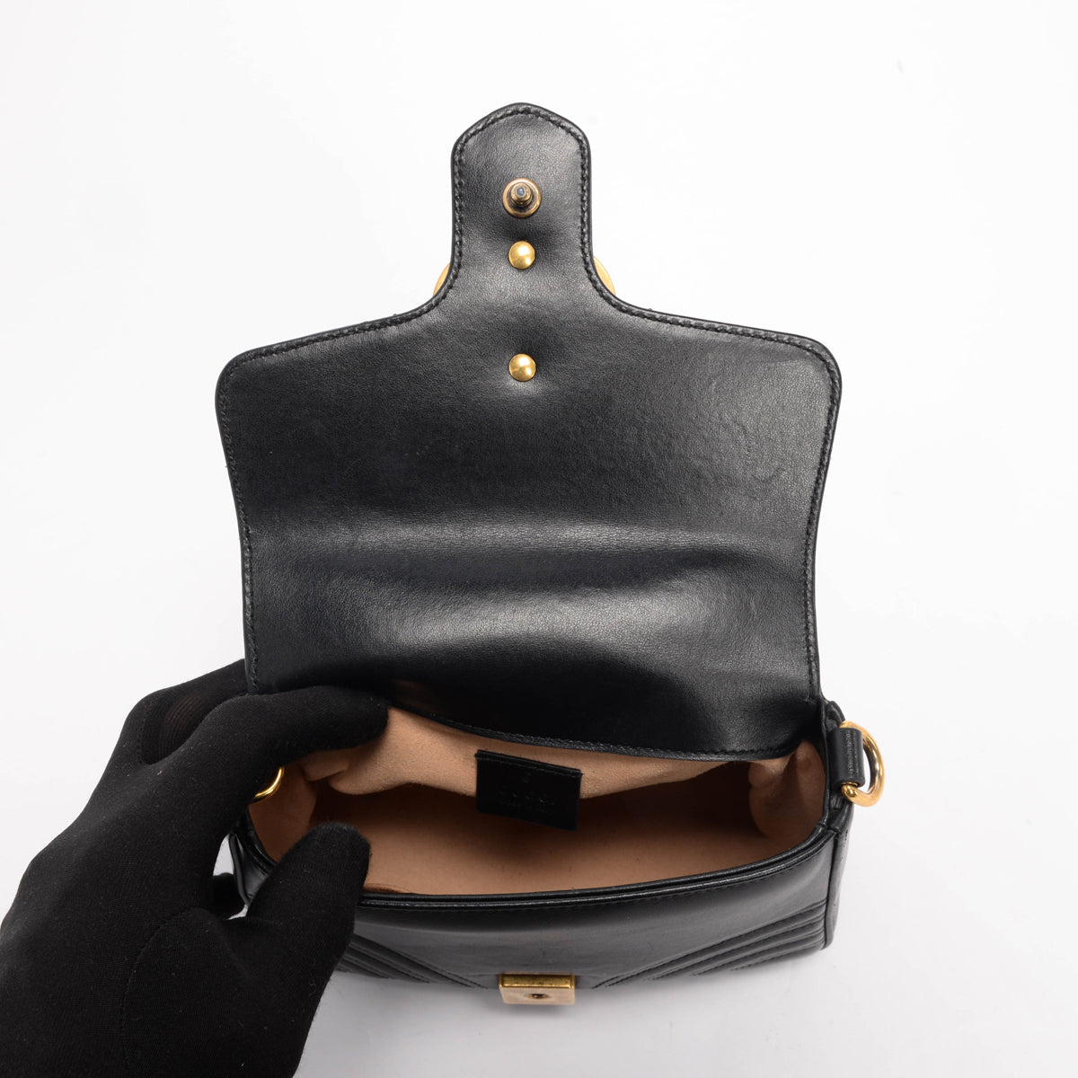 Gucci Black Matelasse GG Marmont Mini Top Handle Bag