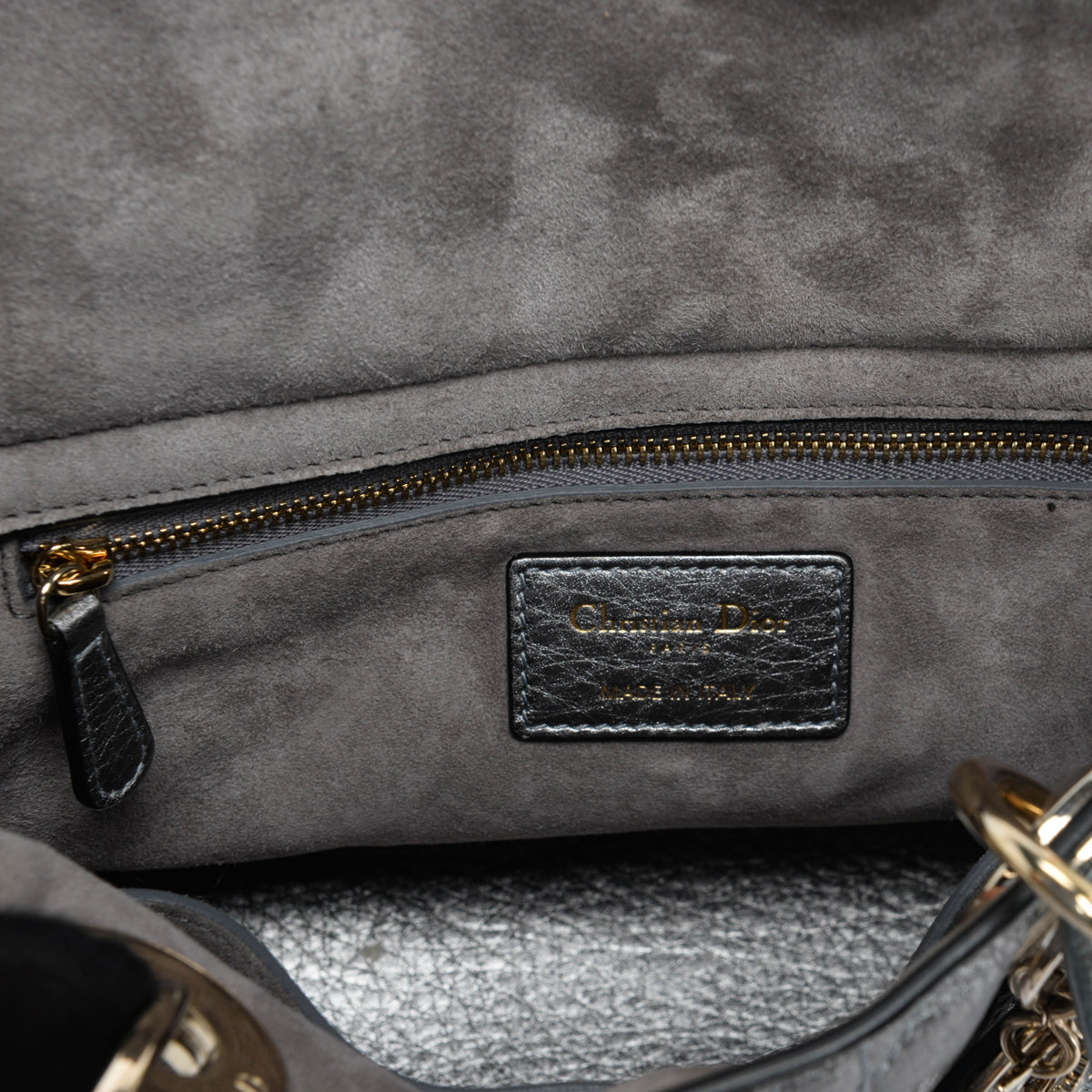 Dior Silver Cannage Calfskin Medium Supple Lady Dior