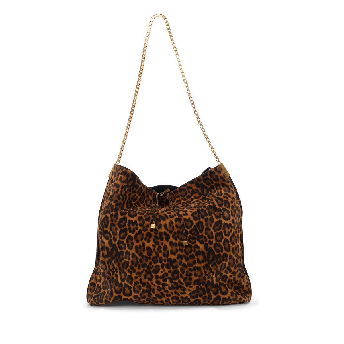 Saint Laurent Leopard Print Suede Medium Suzanne Chain Hobo
