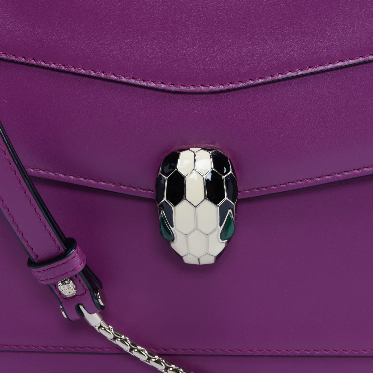 Bulgari Magenta Calfskin Serpenti Top Handle Bag