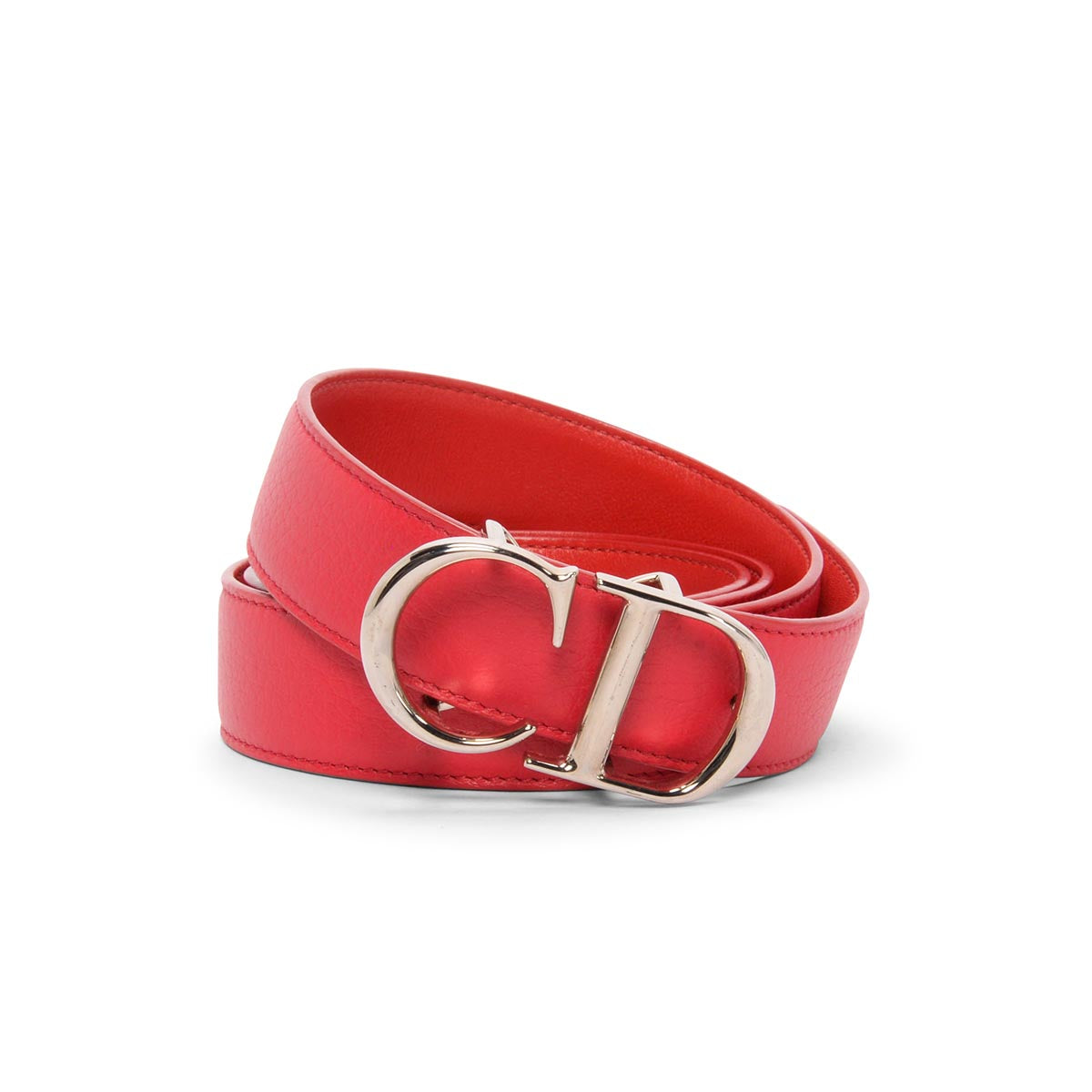 Dior Two Tone Red Calfskin Reversible Belt