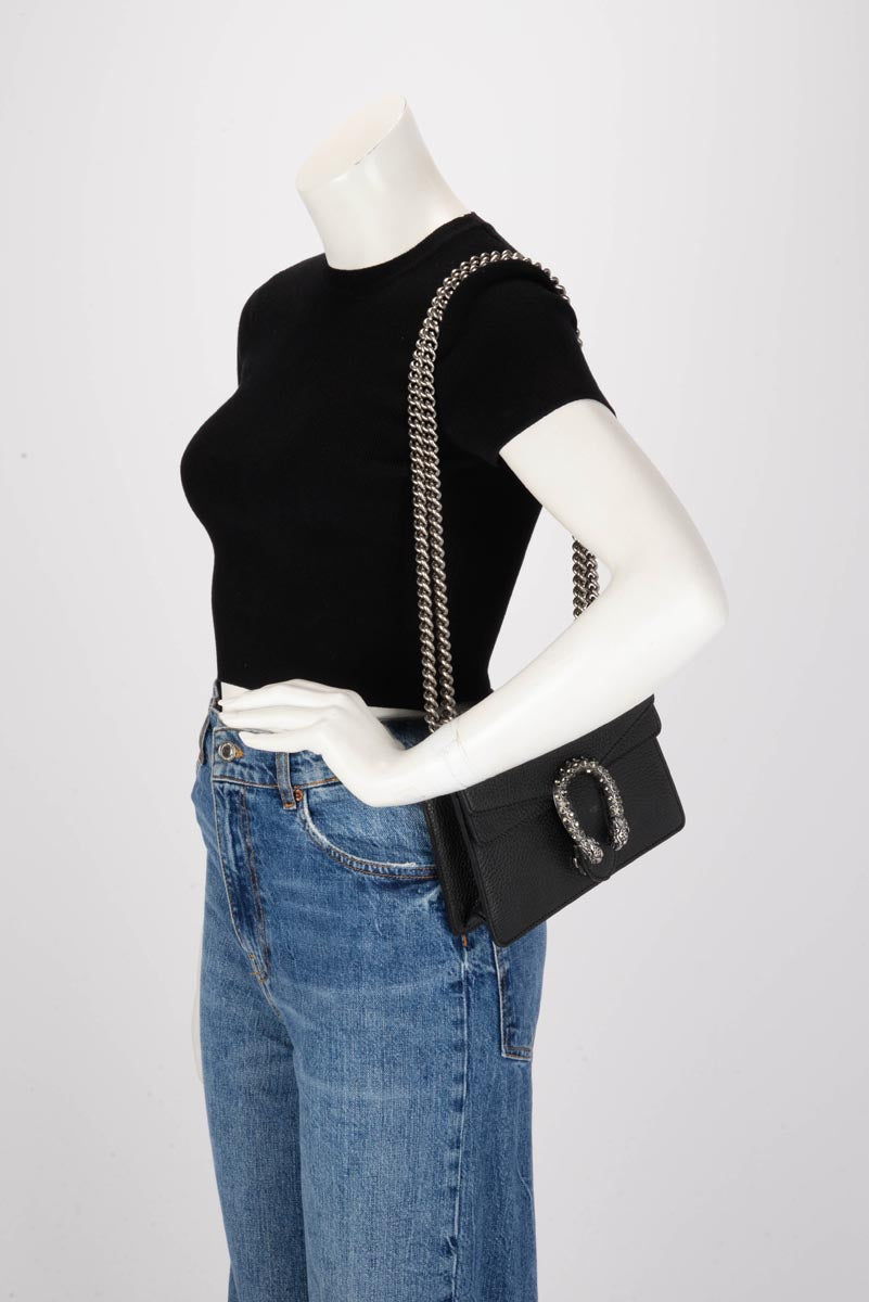 Gucci Black Grained Calfskin Dionysus Mini Bag
