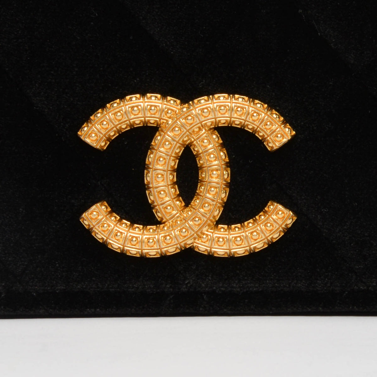 Chanel Black Velvet CC Clutch With Chain