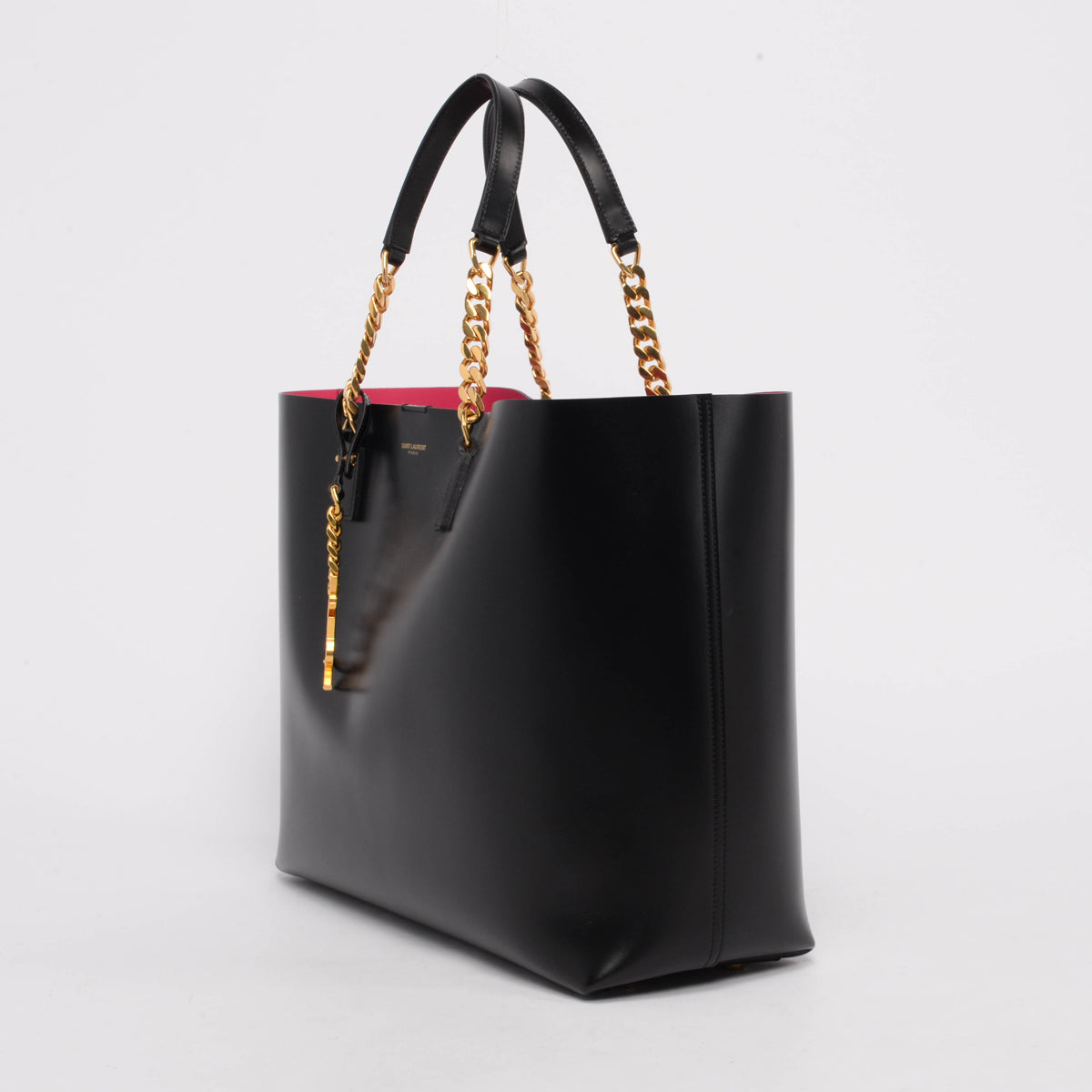 Saint Laurent Black Shiny Calfskin Large Paris Shopper Tote