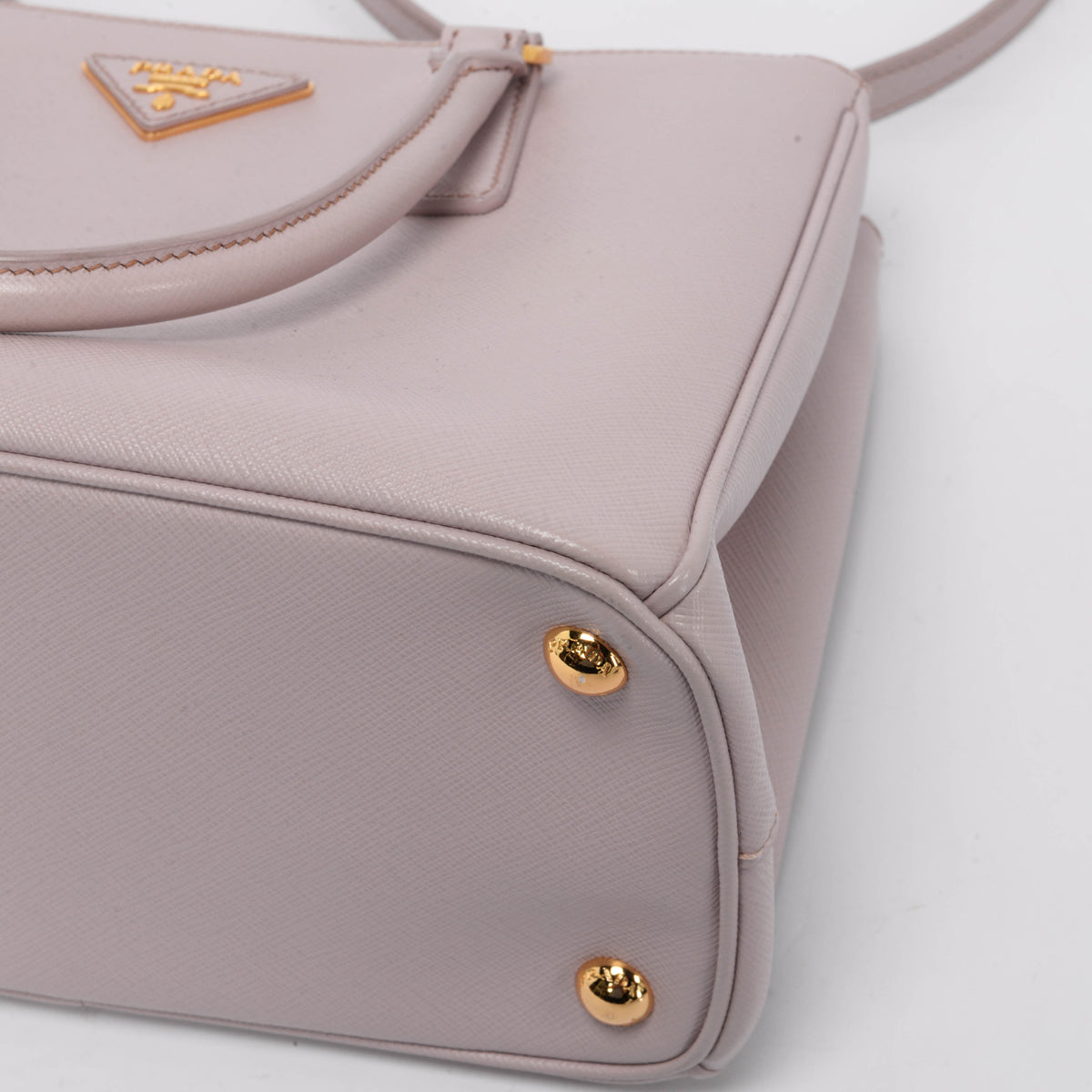 Prada Light Pink Saffiano Lux Small Double Zip Tote