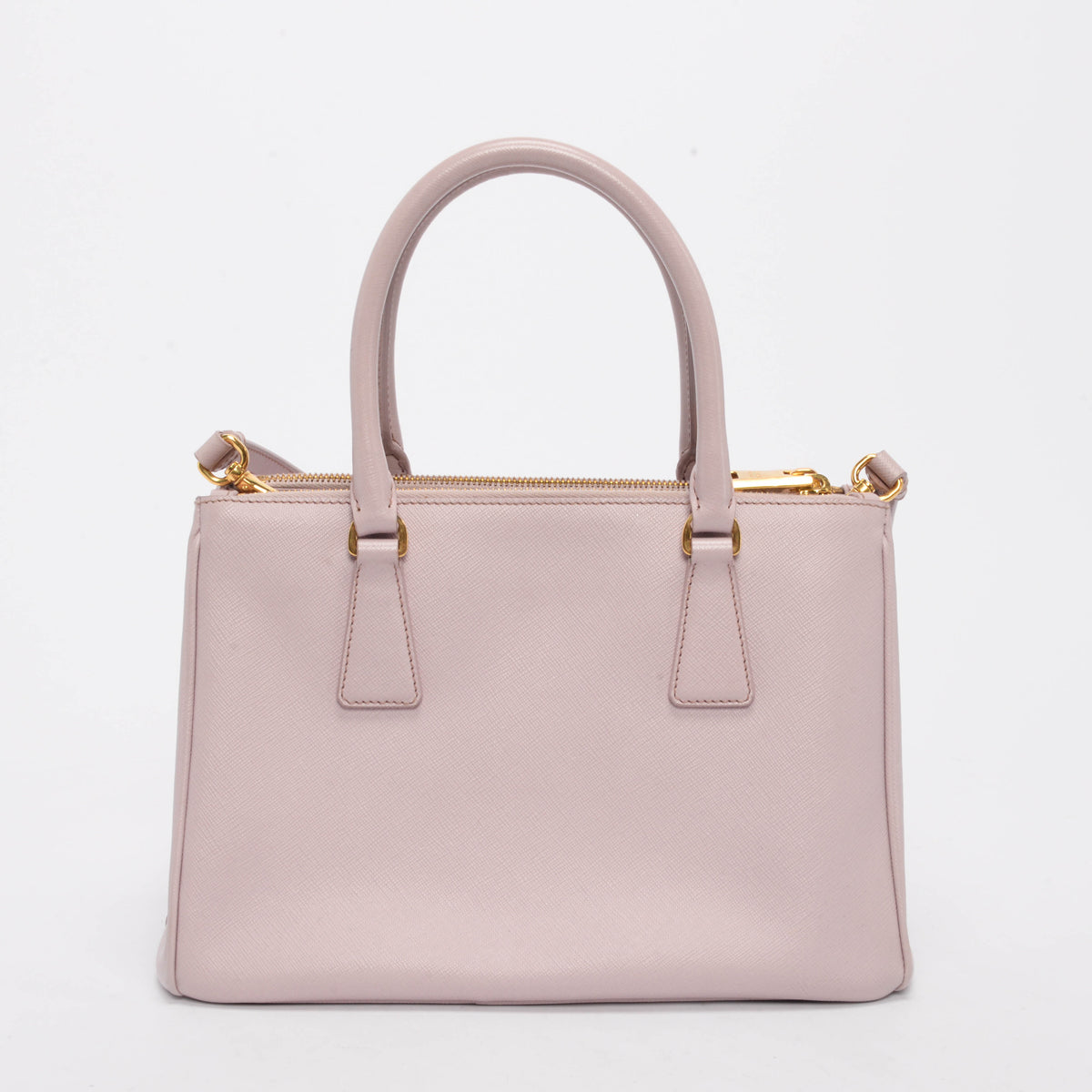 Prada Light Pink Saffiano Lux Small Double Zip Tote
