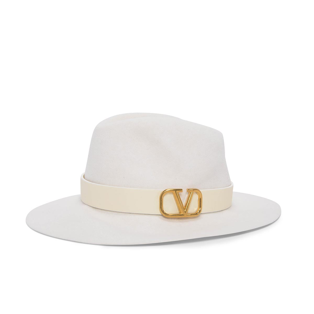 Valentino Ivory Felt VLogo Fedora Hat