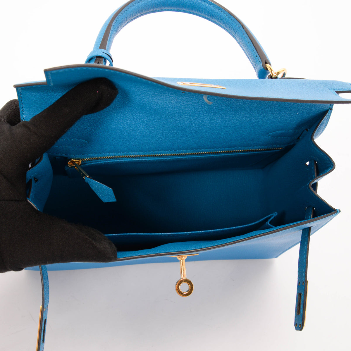 Hermes Blue Zanzibar Chevre Chandra Kelly 25